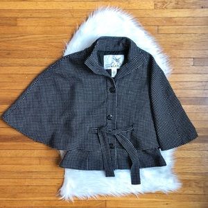 Anthropologie Poncho Tabitha Black Polka Dot Cape